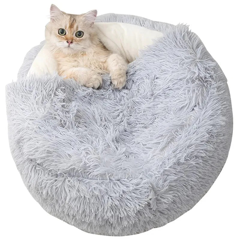 Autumn And Winter Soft Plush Pet Bed And Pet Bed Winter Warm And Cold Plush Comforter Nest Shell Cat Nest Semi-enclosed Cat Nest