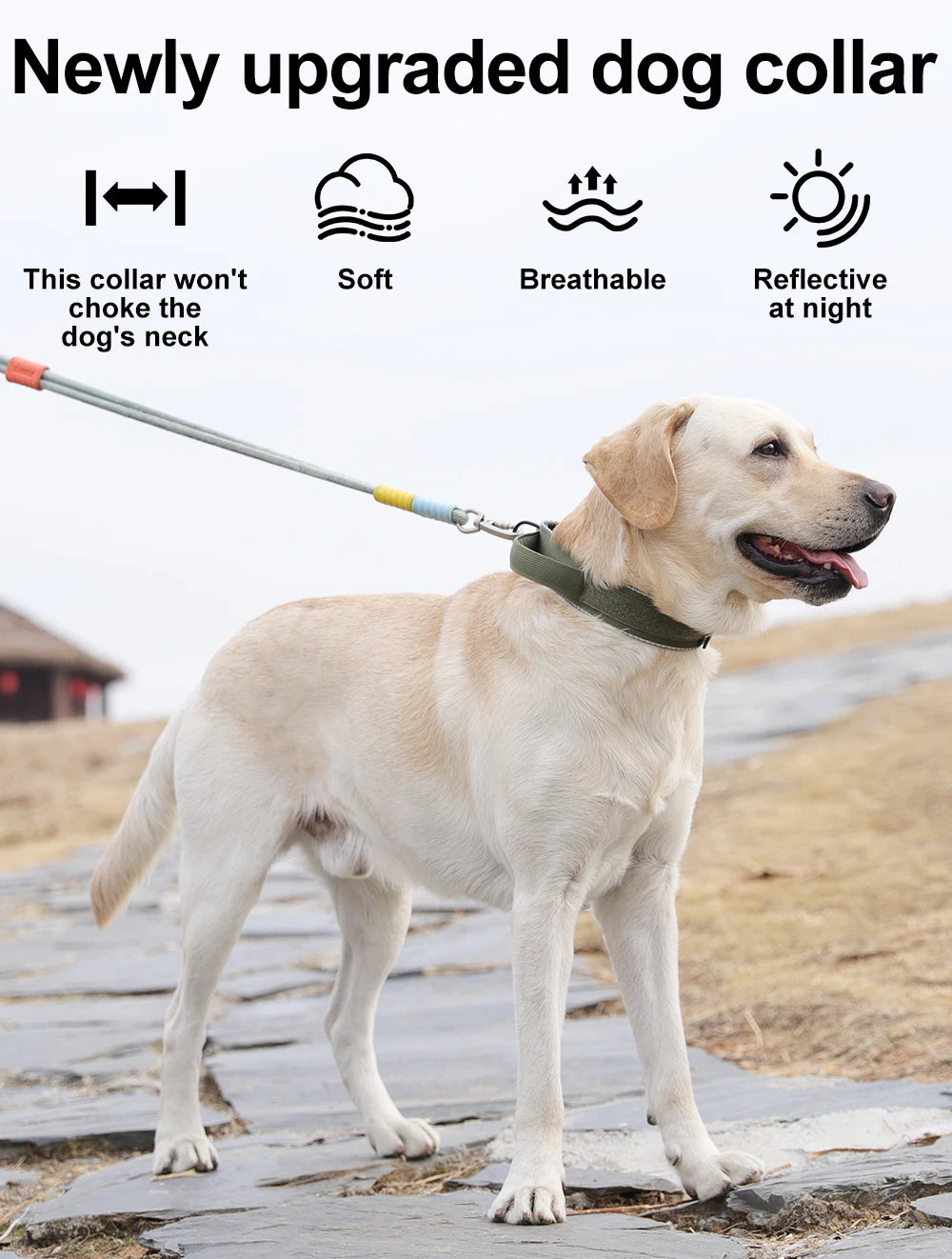 Tactical dog collar, adjustable military training nylon dog collar with control handle and high quality buckle
