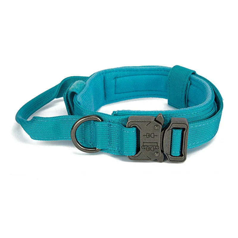 Military Tactical Dog Collar with Control Handle Adjustable Nylon Collar for Medium Large Dogs German Shepard Walking Training