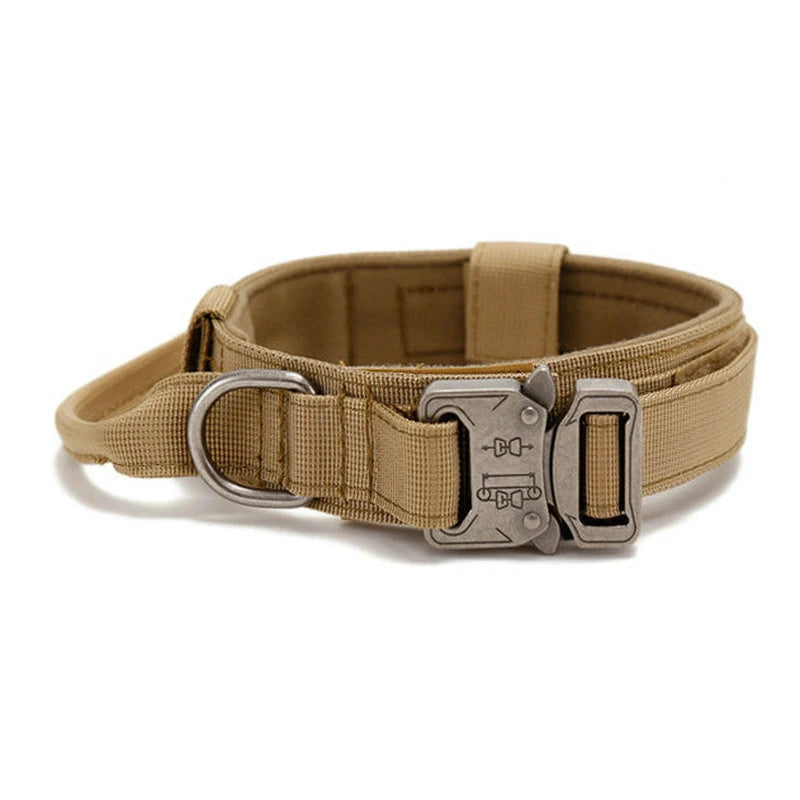 Military Tactical Dog Collar with Control Handle Adjustable Nylon Collar for Medium Large Dogs German Shepard Walking Training