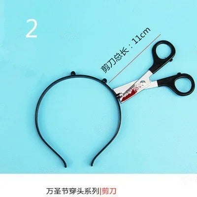 Pet Halloween Props – Funny & Scary Toys for Dogs & Cats, Plastic Ax, Saw, Nail, Knife Headwear Party Favors