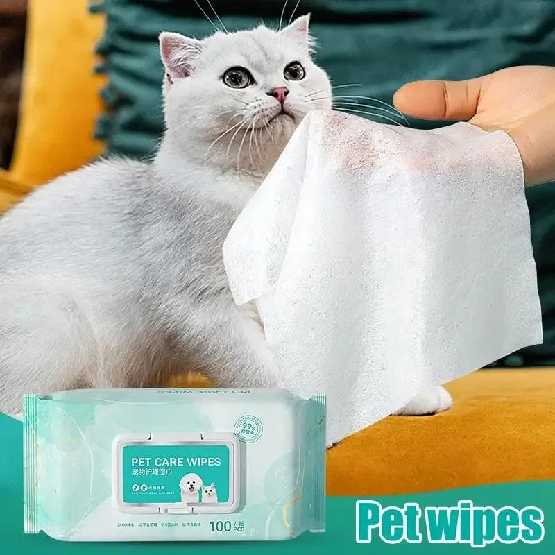 Pet Deodorant Wipes – 100pcs Gentle Cleaning Wipes for Dogs & Cats