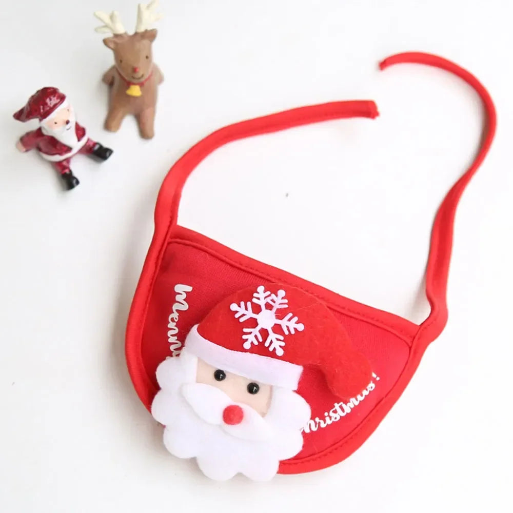 Christmas Pet Costume – Santa & Elk Hat with Bandana Bib Scarf Set for Dogs & Cats