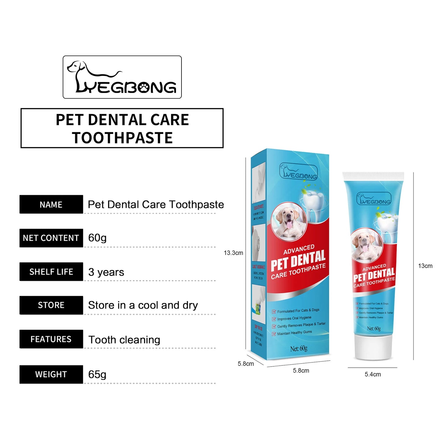 Pet Oral Care Toothpaste – Cleans Tartar & Plaque, Freshens Breath, Edible for Dogs & Cats
