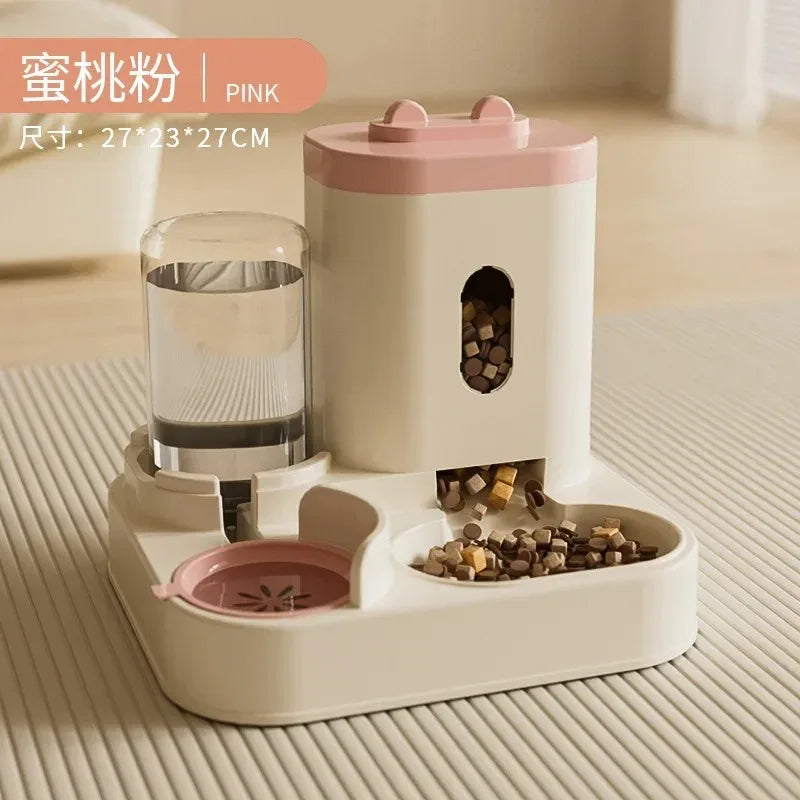 Automatic 2-in-1 Feeder Dog Cat Food Bowl and Water Feeding Device Pet Large Food Dispenser Puppy Pet Kitten Bowl Accessories 1p