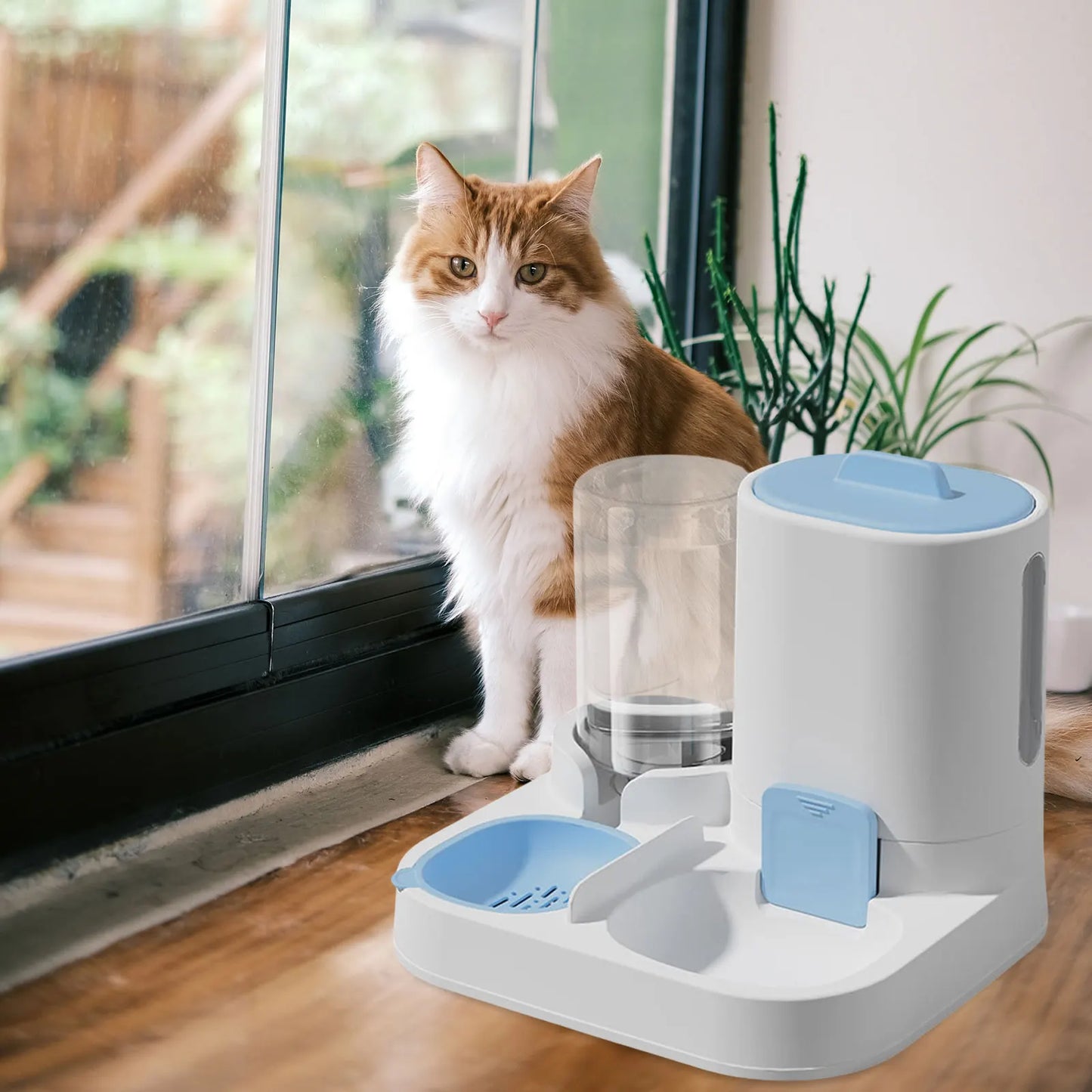 2 in 1 Automatic Pet Feeder Food and Water Dispenser for Cats and Small Dogs Pet Food Bowl Feeding Station Travel Convenient