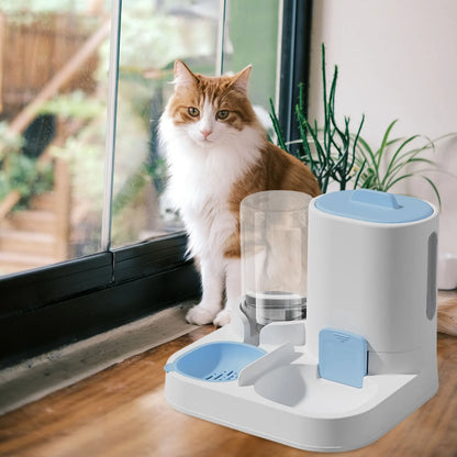2 in 1 Automatic Pet Feeder Food and Water Dispenser for Cats and Small Dogs Pet Food Bowl Feeding Station Travel Convenient