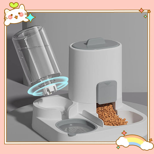 2 in 1 Automatic Pet Feeder Food and Water Dispenser for Cats and Small Dogs Pet Food Bowl Feeding Station Travel Convenient