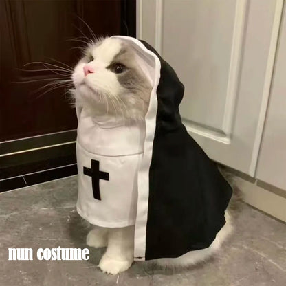 Halloween Pet Nun Costume – Funny Hoodie Cosplay for Dogs & Cats