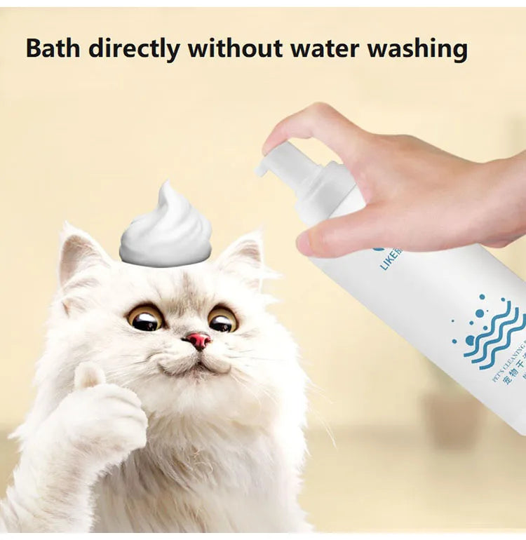 200ml Pet Dry Cleaning Foam – Water-Free Shampoo for Dogs & Cats