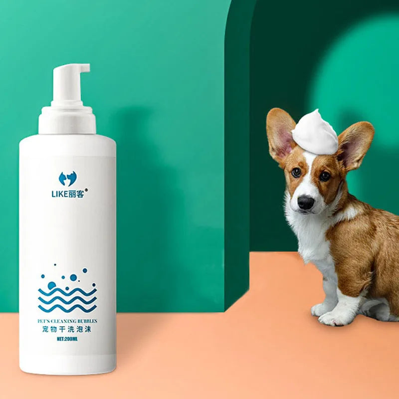 200ml Pet Dry Cleaning Foam – Water-Free Shampoo for Dogs & Cats