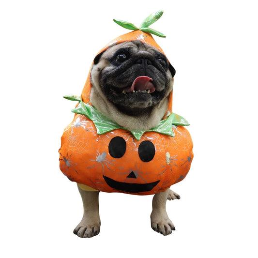 Dog & Cat Halloween Pumpkin Costume – Adjustable Pet Cosplay Outfit for Autumn & Winter
