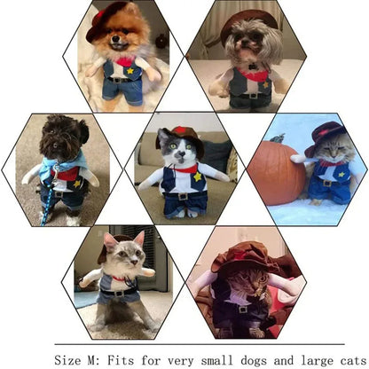 Halloween & Christmas Pet Costume Set – Funny Cowboy Outfit for Cats & Dogs