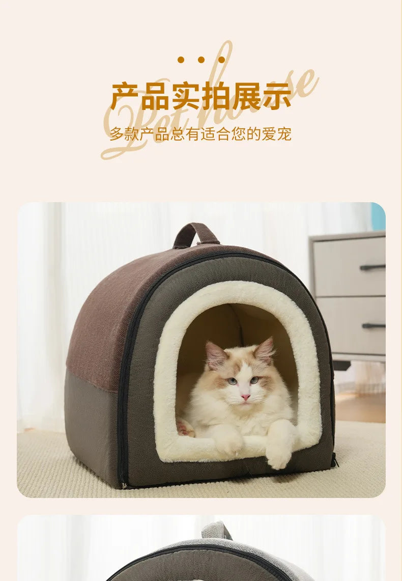 Warm Dog House Detachable Pet Sleeping Bed for Small Medium Dogs Cats Soft Non-slip Dog Kennel Puppy Kitten Nest Pet Supplies