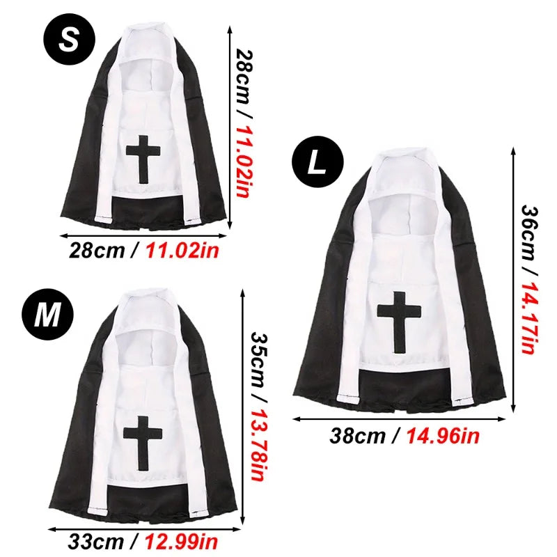 Funny Pet Nun Costume – Adjustable Halloween Outfit for Small Cats & Dogs