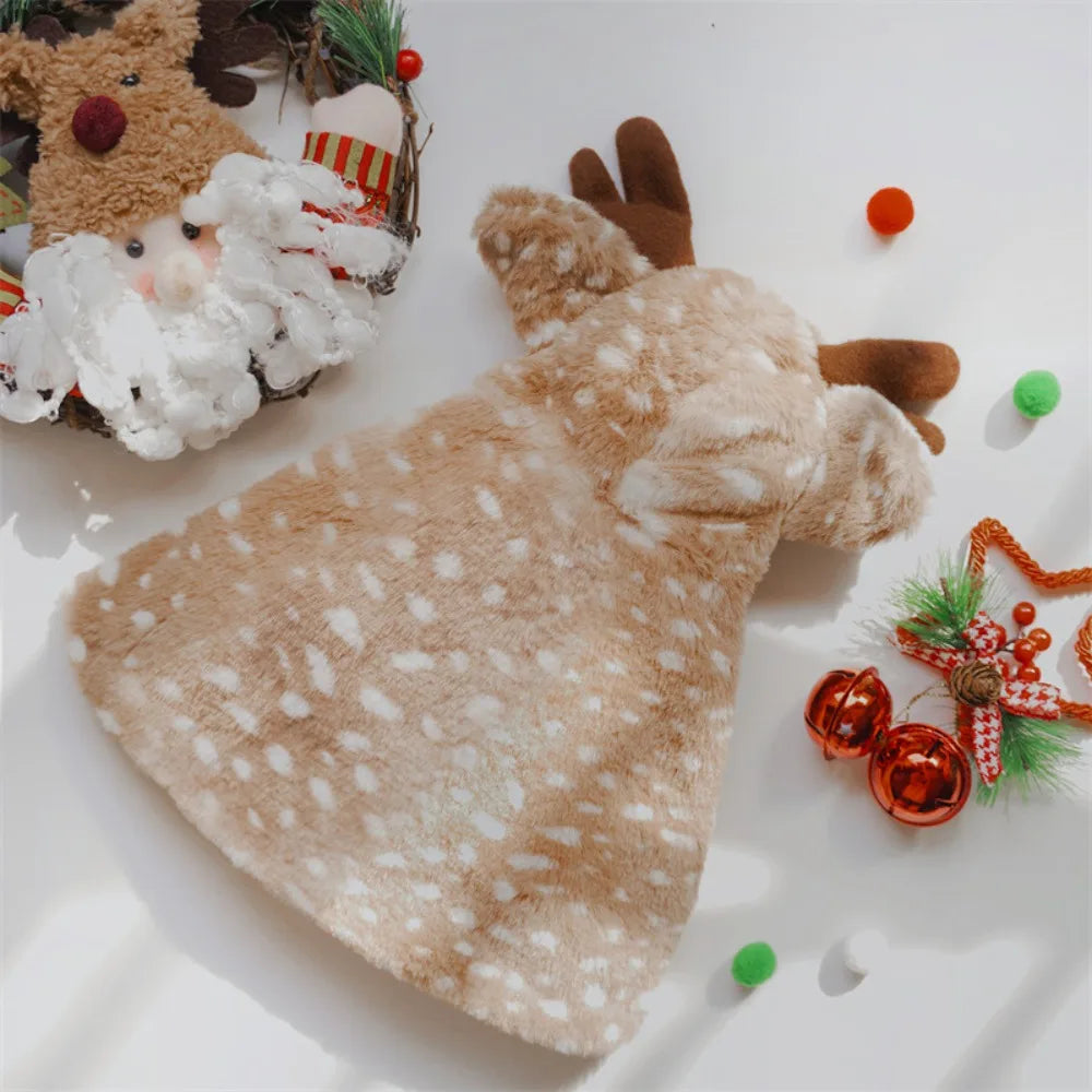 Christmas Pet Costume – Reindeer Antlers & Elk Cloak for Cats and Dogs