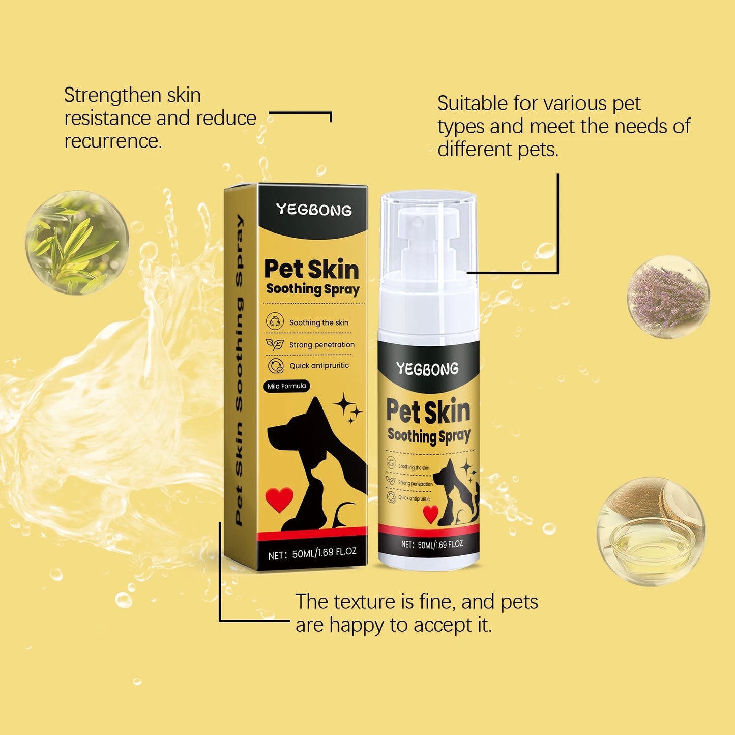 YEGBONG Pet Skin Treatment Spray – Anti-Itch & Soothing Care for Dogs & Cats
