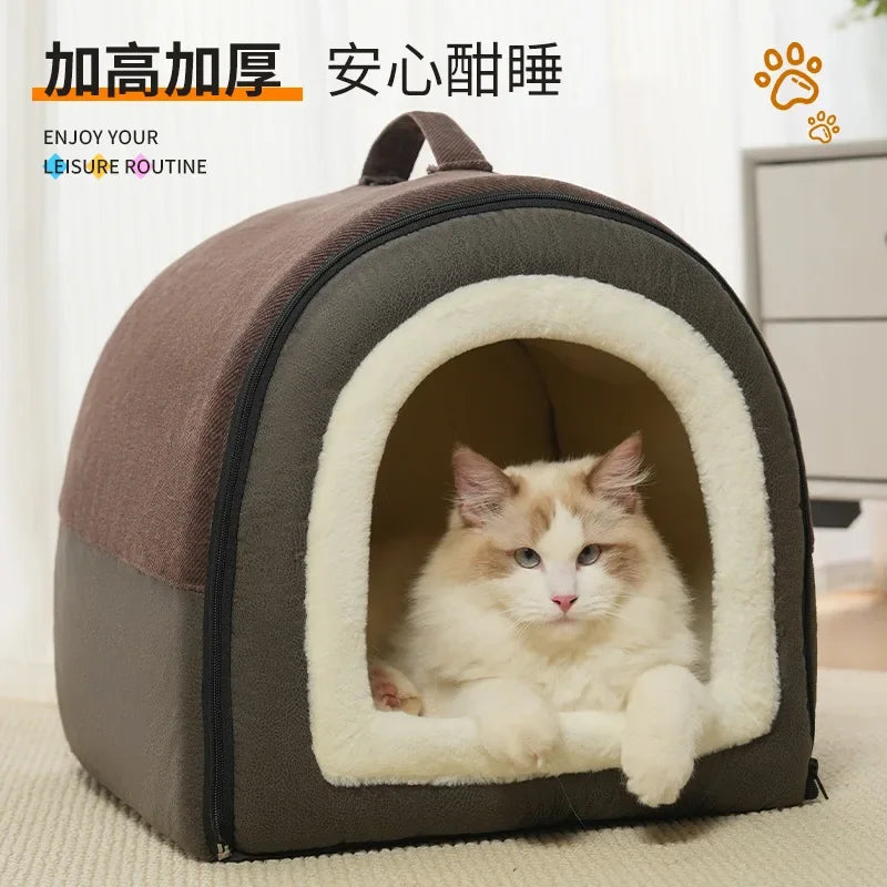 Warm Dog House Detachable Pet Sleeping Bed for Small Medium Dogs Cats Soft Non-slip Dog Kennel Puppy Kitten Nest Pet Supplies