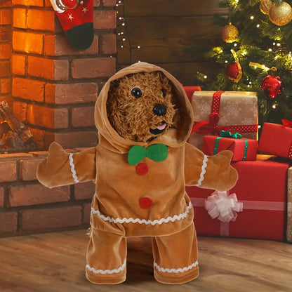 Dog & Cat Gingerbread Costume – Soft Puppy Hoodie Stand-Up Pet Outfit