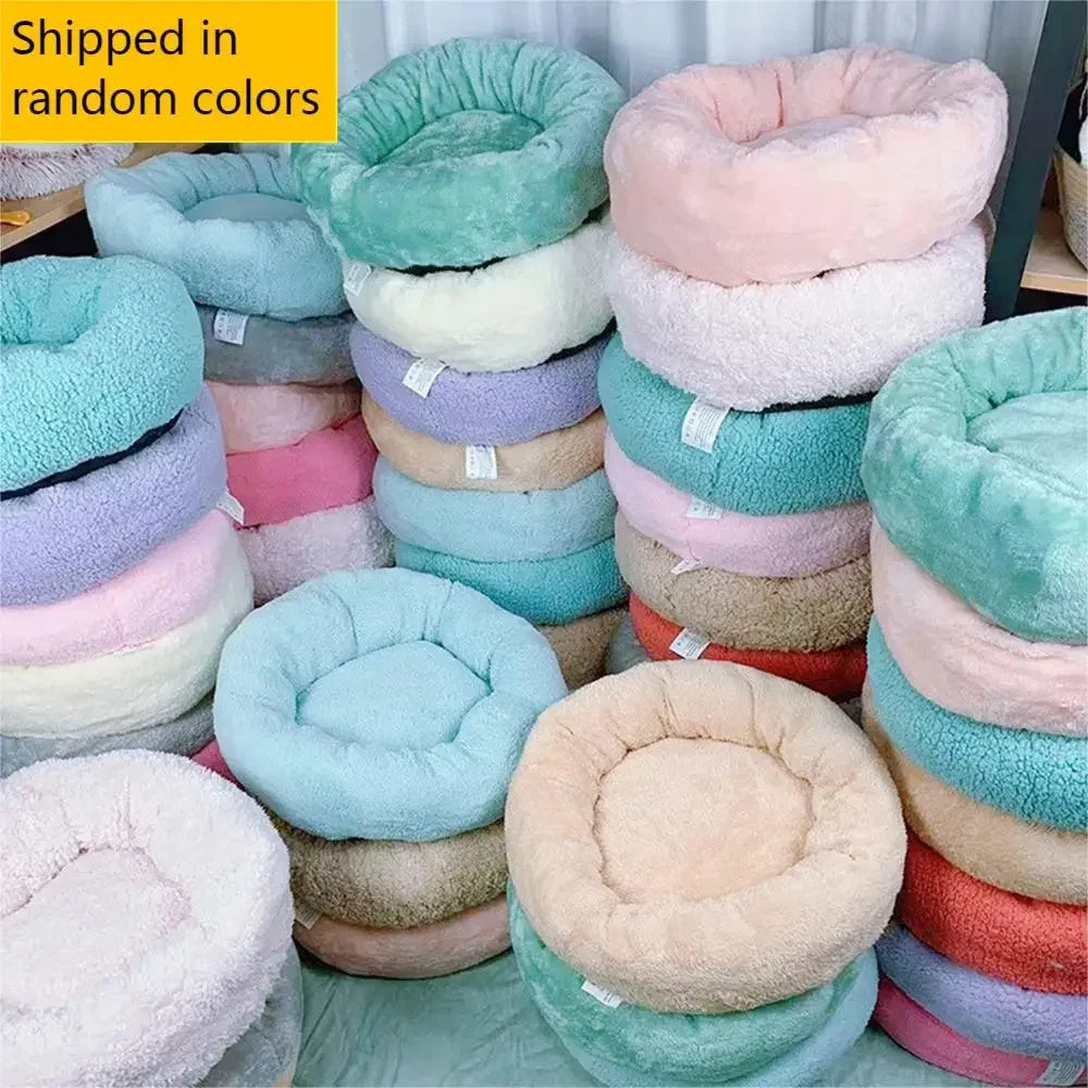 Plush Pet Nest for Winter, Warm & Comfortable Round Sleeping Bed for Dog & Cat, Soft Cozy Nest, Random Color