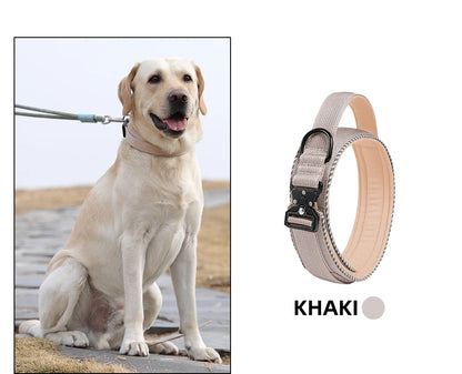 Tactical dog collar, adjustable military training nylon dog collar with control handle and high quality buckle