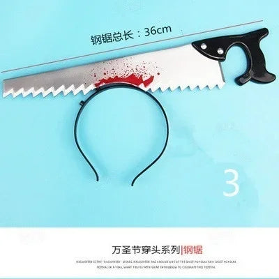 Pet Halloween Props – Funny & Scary Toys for Dogs & Cats, Plastic Ax, Saw, Nail, Knife Headwear Party Favors
