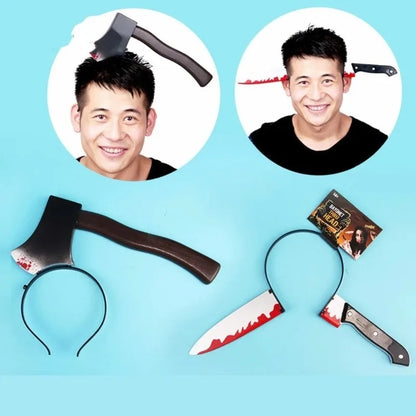Pet Halloween Props – Funny & Scary Toys for Dogs & Cats, Plastic Ax, Saw, Nail, Knife Headwear Party Favors