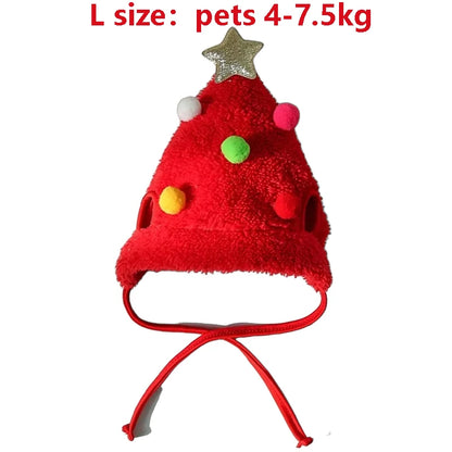 Christmas Pet Costume – Santa & Elk Hat with Bandana Bib Scarf Set for Dogs & Cats