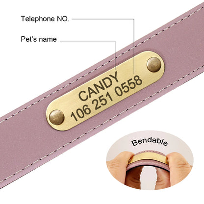 Personalized Dog Collar Dog Leather Padded Pet ID Collar Free Engraved Puppy Collars Reflective For Small Medium Large Dogs