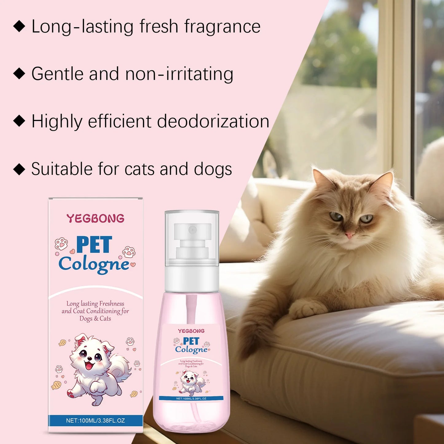 Deodorizing Dog & Cat Spray – Natural Odor Remover & Long-Lasting Cologne