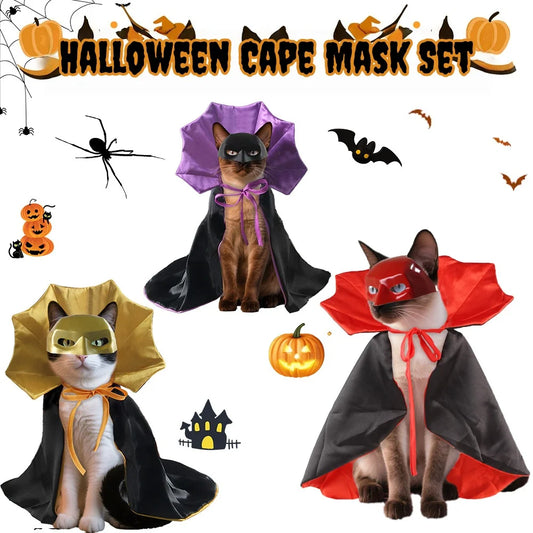 Halloween Pet Costume Set – Batman Pattern Cat & Dog Cape, Funny & Fashionable