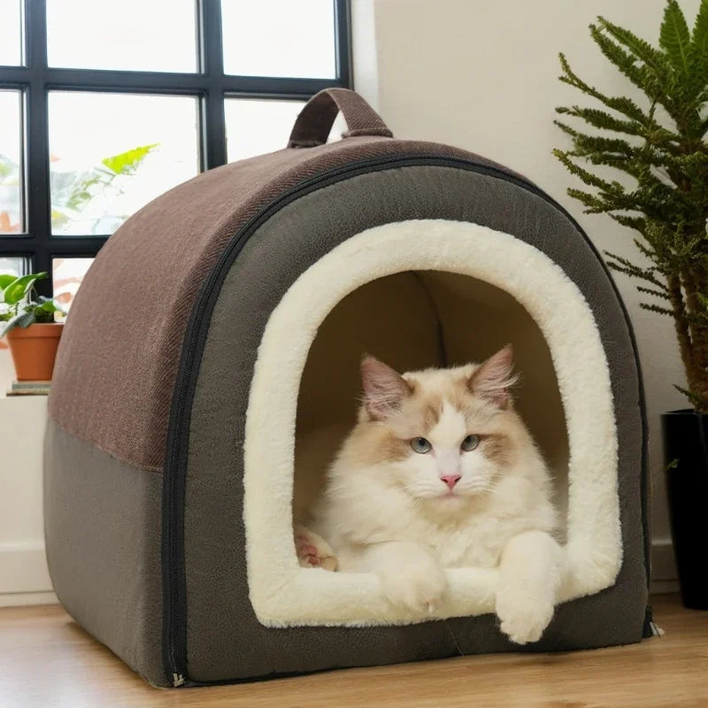 Warm Dog House Detachable Pet Sleeping Bed for Small Medium Dogs Cats Soft Non-slip Dog Kennel Puppy Kitten Nest Pet Supplies