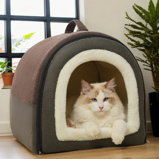 Warm Dog House Detachable Pet Sleeping Bed for Small Medium Dogs Cats Soft Non-slip Dog Kennel Puppy Kitten Nest Pet Supplies