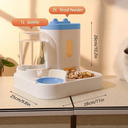 Automatic 2-in-1 Feeder Dog Cat Food Bowl and Water Feeding Device Pet Large Food Dispenser Puppy Pet Kitten Bowl Accessories 1p