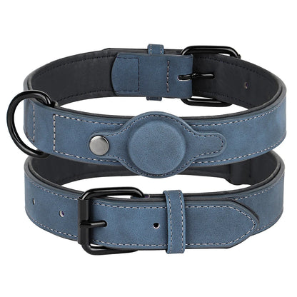 GPS Tracker Holder Collar for Dogs Soft PU Leather Padded Dogs Collar With GPS Tracker Case Adjustable Small Medium Dogs Collars