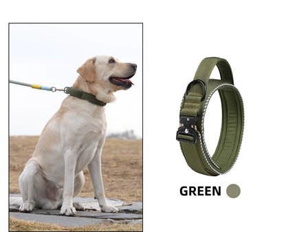 Tactical dog collar, adjustable military training nylon dog collar with control handle and high quality buckle