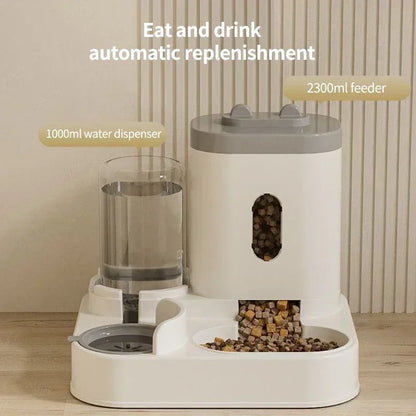 Automatic 2-in-1 Feeder Dog Cat Food Bowl and Water Feeding Device Pet Large Food Dispenser Puppy Pet Kitten Bowl Accessories 1p