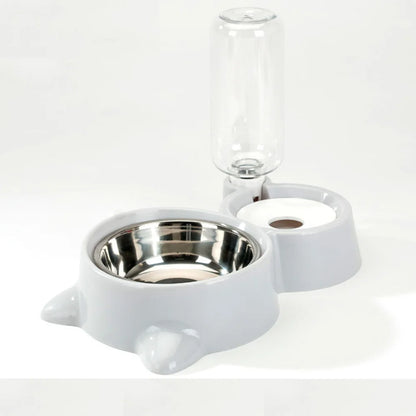 Pet Bowls Set for Dogs & Cats: Anti-Spill Food Bowl + Automatic Water Bowl, Non-Slip Pet Feeding Dishes Kit for Puppies Kittens
