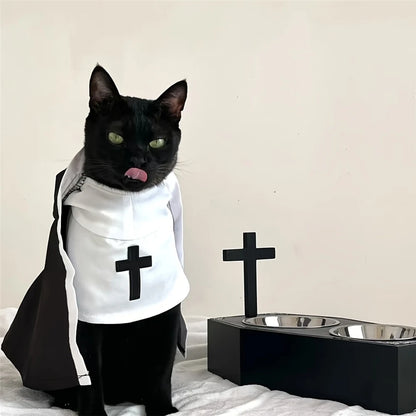 Funny Pet Nun Costume – Adjustable Halloween Outfit for Small Cats & Dogs