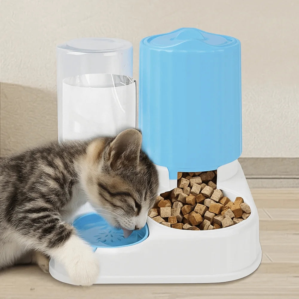 2-in-1 Cat Automatic Feeder Large Capacity Detachable Pet Water Dispenser Dry Wet Separation Cat Dog Food Bowl Drinking