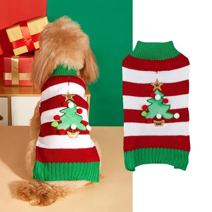 Christmas Pet Sweater for Dogs & Cats – Gingerbread Man & Snowflake Knitted Jumper with Antler Hoodie and Belt
