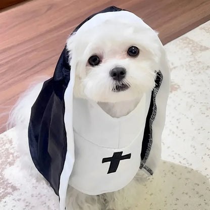 Funny Pet Nun Costume – Adjustable Halloween Outfit for Small Cats & Dogs