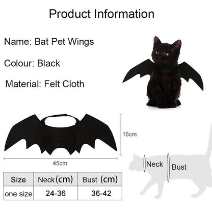 Halloween Pet Costume – Black Bat Wings Harness Outfit for Cats & Dogs
