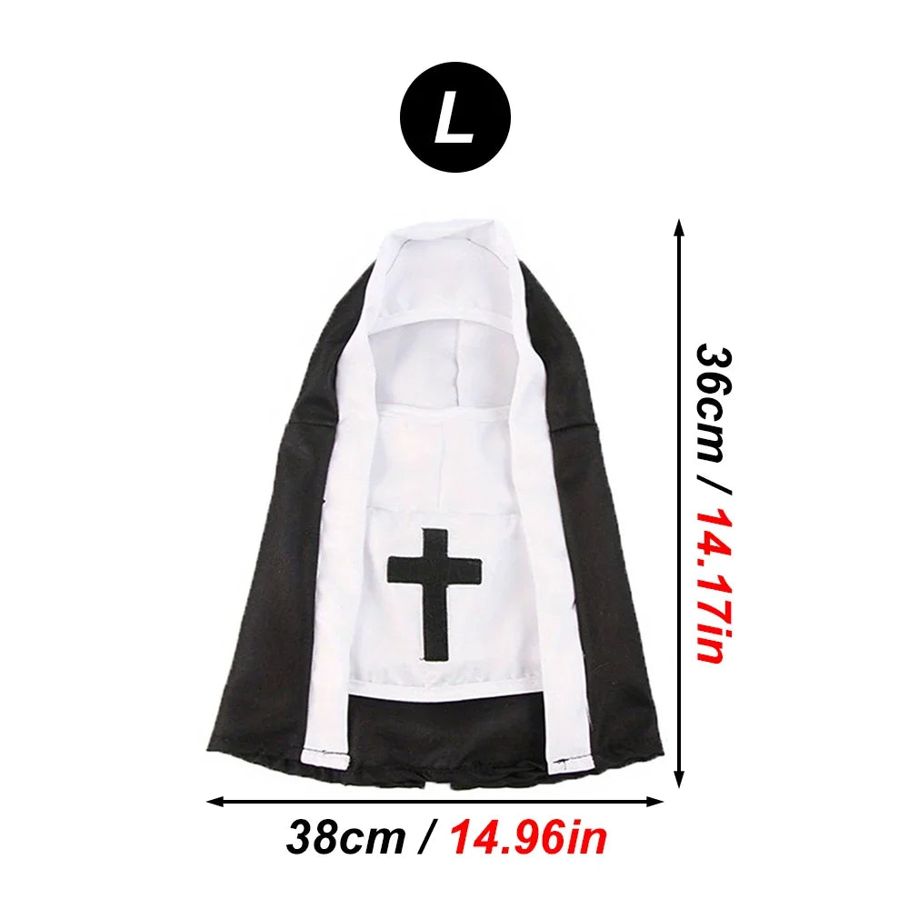 Funny Pet Nun Costume – Adjustable Halloween Outfit for Small Cats & Dogs