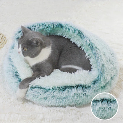 Winter Long Plush Cat Bed Round Pet House Cushion Cat House Warm Kitty Basket Dog Bed Sleep Bag Nest for Small Cat Products