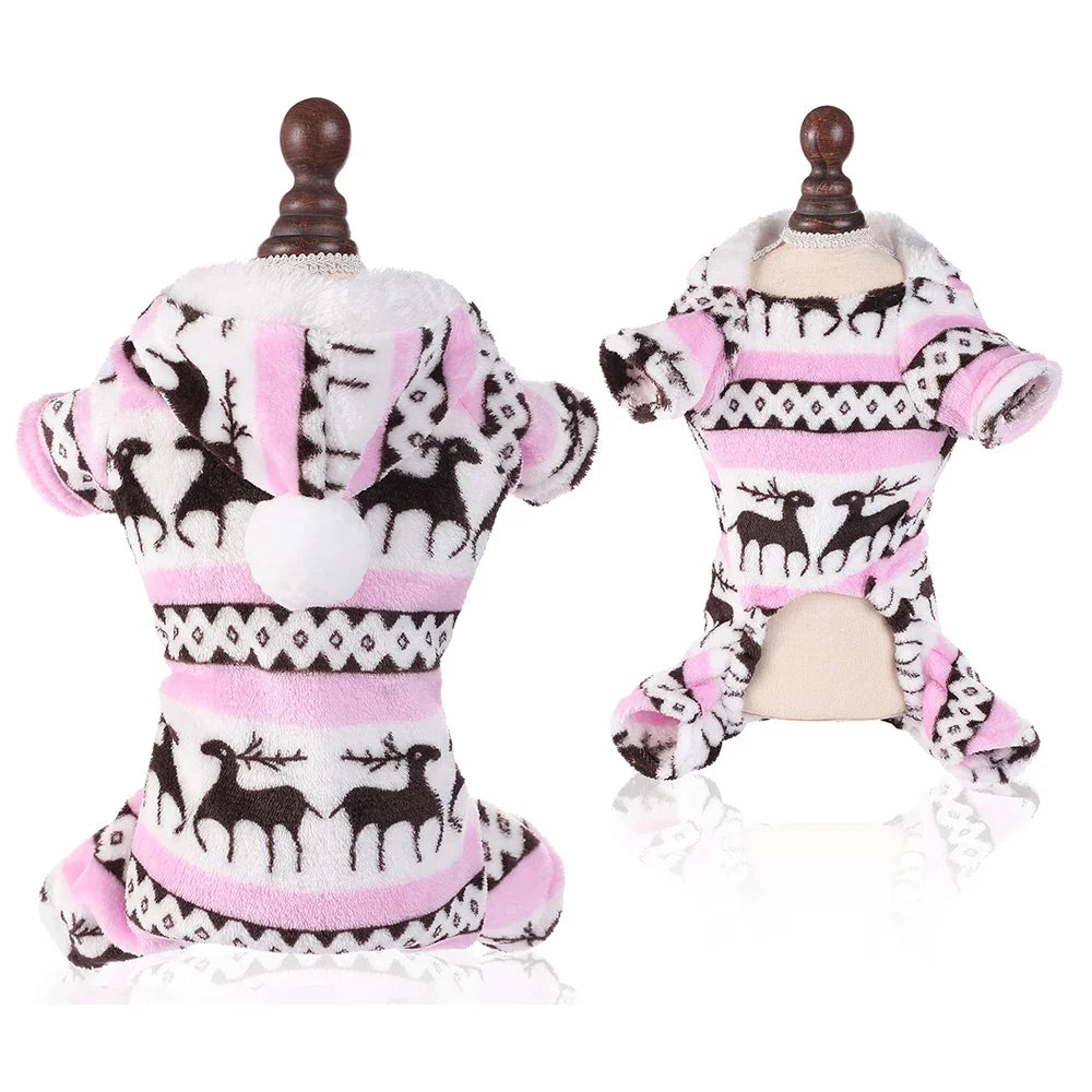 Dog & Cat Christmas Elk Costume – Warm Holiday Sweater for Small & Large Pets