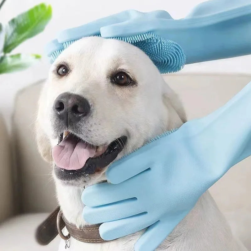 Pet Grooming Gloves – Silicone Hair Removal & Massage for Dogs & Cats