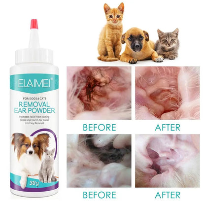 Dog Ear Powder 30g – Safe Ear Wash for Dogs, Cats & Rabbits, Odor Removal & Healthy Ears