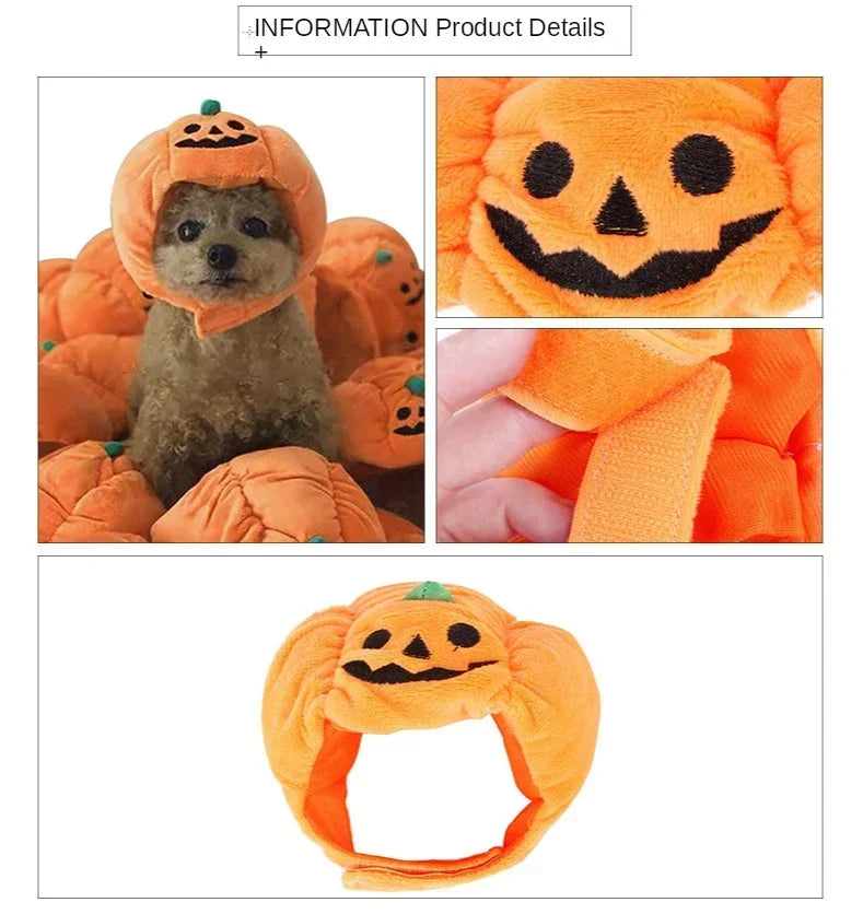 Halloween Pet Pumpkin Hat – Cat & Dog Costume Headgear for Small, Medium & Large Dogs
