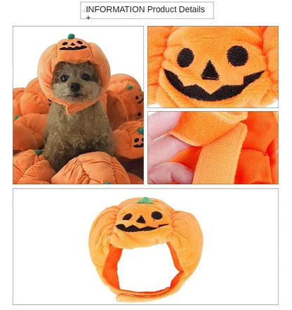 Halloween Pet Pumpkin Hat – Cat & Dog Costume Headgear for Small, Medium & Large Dogs